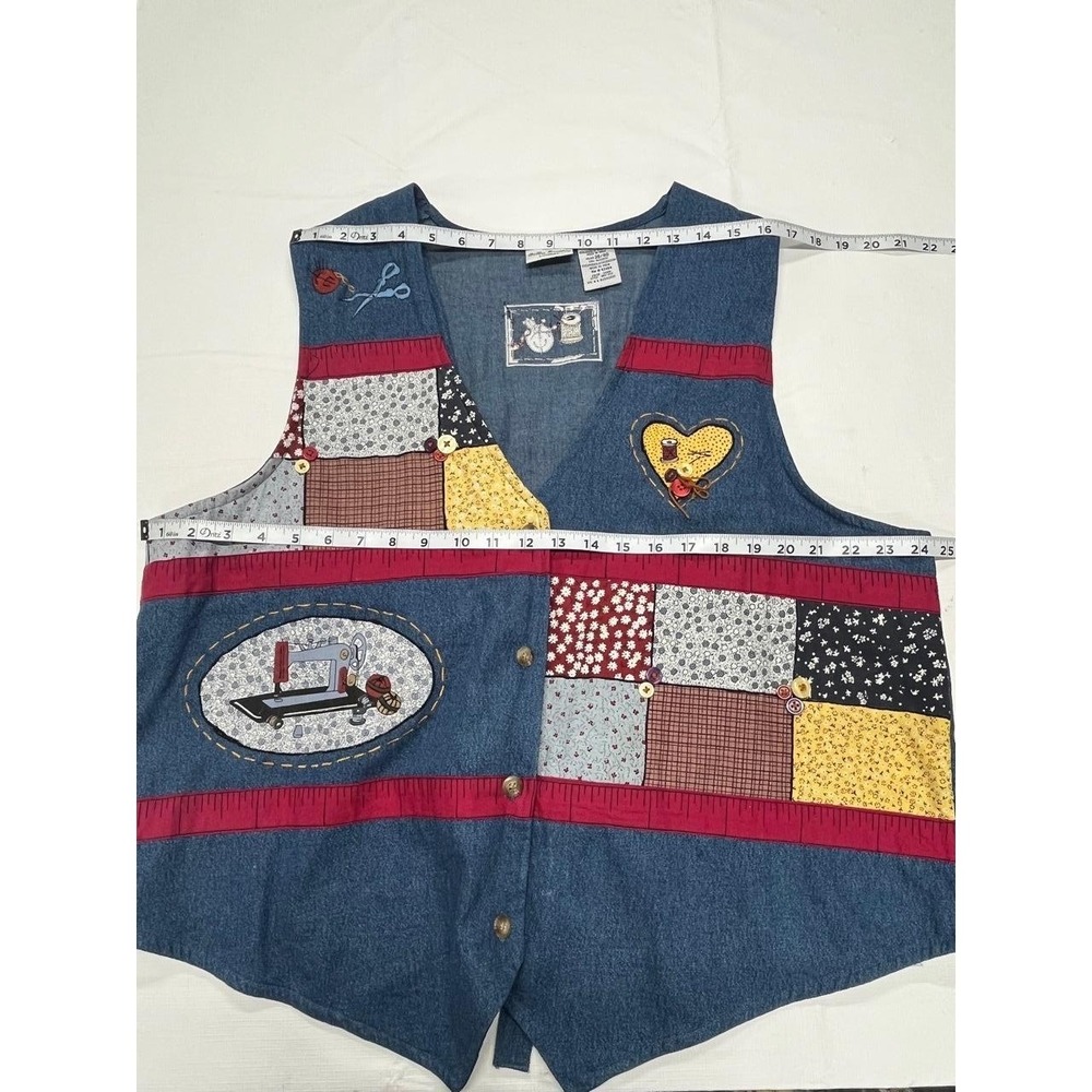 Vintage Bobbie Brooks Woman Cotton Sewing Cottage Granny Core Vest‎ 18W 20W - Picture 7 of 8